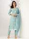Light Blue Pure Cotton Embroidered Straight Kurta Set